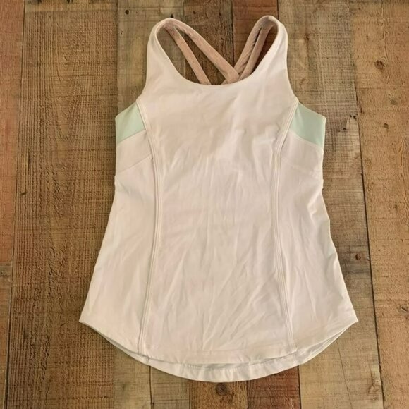 Ivivva girls white and blue tank with cross back detail - 14 - Picture 1 of 6